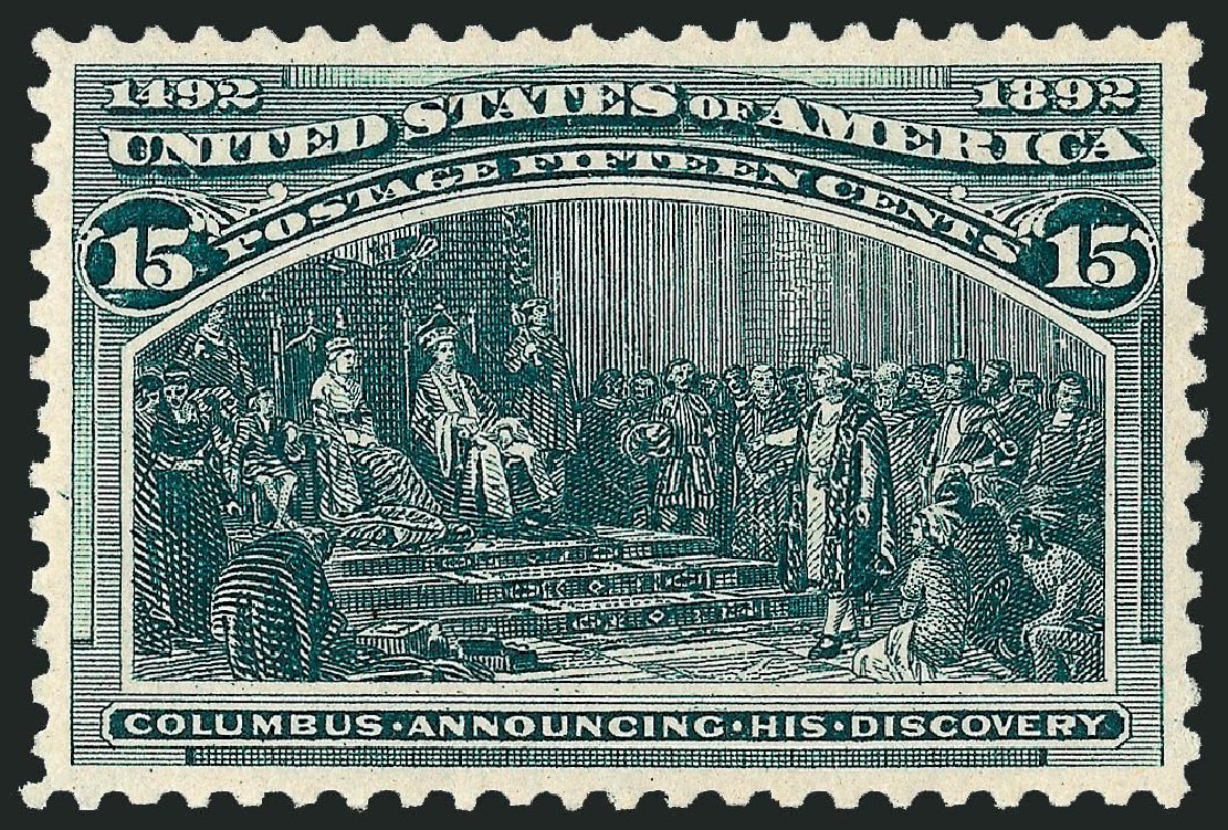 US Stamps Values Scott 238: 15c 1893 Columbian Exposition. Robert Siegel Auction Galleries, Nov 2013, Sale 1057, Lot 823