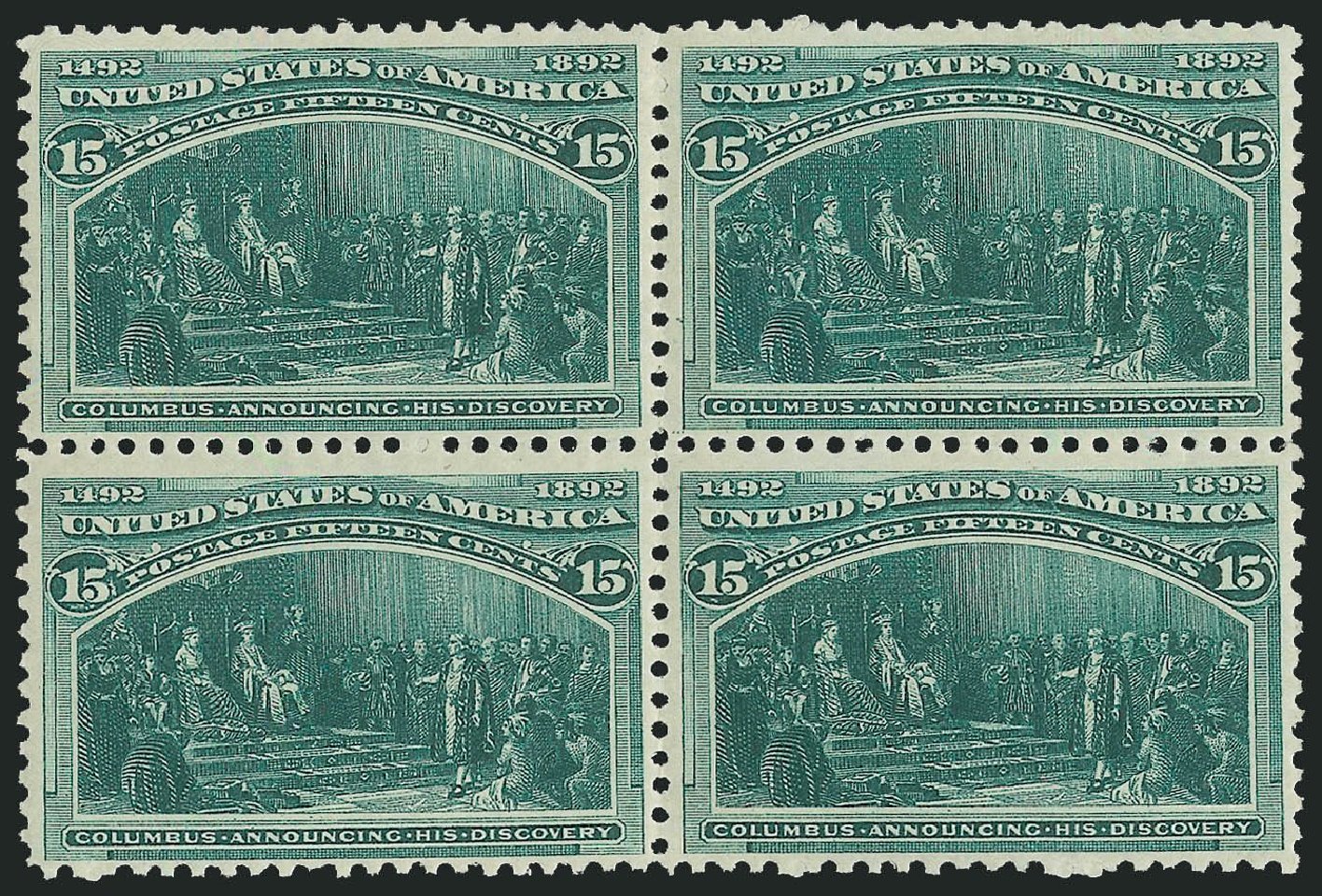 US Stamps Values Scott Cat. # 238: 1893 15c Columbian Exposition. Robert Siegel Auction Galleries, Dec 2014, Sale 1090, Lot 1393
