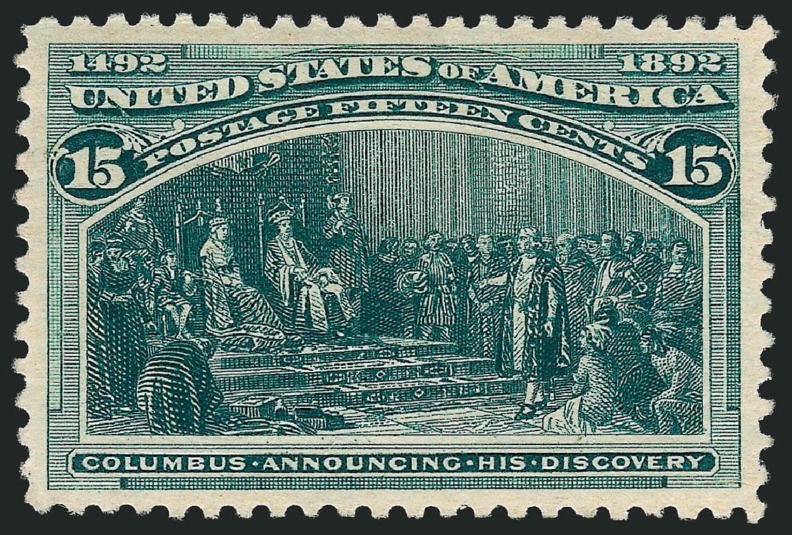 Costs of US Stamp Scott Catalogue 238 - 1893 15c Columbian Exposition. Robert Siegel Auction Galleries, Sep 2008, Sale 962, Lot 2503