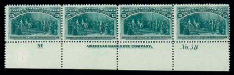Values of US Stamp Scott Cat. 238: 15c 1893 Columbian Exposition. Matthew Bennett International, Dec 2007, Sale 325, Lot 1746