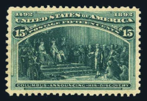Value of US Stamp Scott # 238 - 1893 15c Columbian Exposition. Harmer-Schau Auction Galleries, Aug 2014, Sale 102, Lot 1836