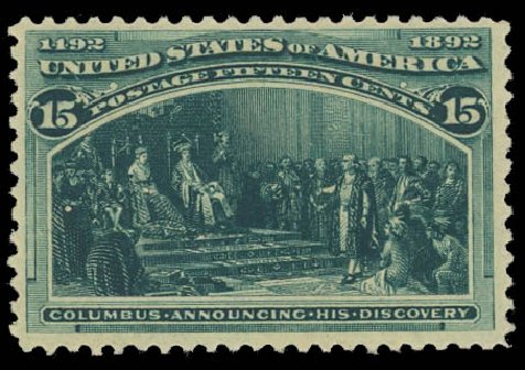 Values of US Stamp Scott Catalog 238 - 15c 1893 Columbian Exposition. Daniel Kelleher Auctions, Jul 2011, Sale 625, Lot 816