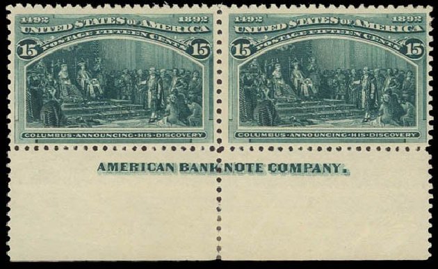 Costs of US Stamps Scott Catalogue #238 - 1893 15c Columbian Exposition. Daniel Kelleher Auctions, Sep 2013, Sale 639, Lot 3316