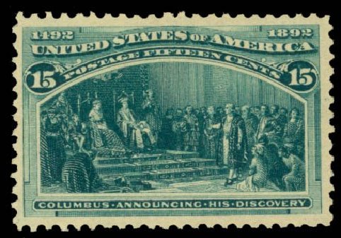 Cost of US Stamps Scott Catalog #238 - 15c 1893 Columbian Exposition. Daniel Kelleher Auctions, May 2014, Sale 652, Lot 356