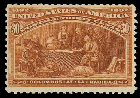 US Stamp Value Scott Catalogue # 239 - 30c 1893 Columbian Exposition. Daniel Kelleher Auctions, Jun 2012, Sale 630, Lot 1527
