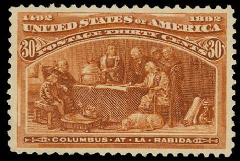 US Stamp Value Scott Catalog 239 - 30c 1893 Columbian Exposition. Daniel Kelleher Auctions, Jun 2012, Sale 630, Lot 1528