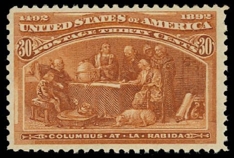 Cost of US Stamps Scott #239: 30c 1893 Columbian Exposition. Daniel Kelleher Auctions, Oct 2012, Sale 632, Lot 1138