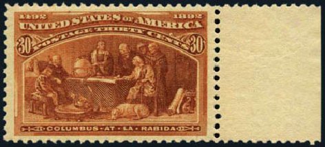 US Stamp Values Scott Cat. 239 - 30c 1893 Columbian Exposition. Harmer-Schau Auction Galleries, Aug 2012, Sale 94, Lot 1329