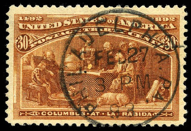 US Stamp Values Scott Catalogue #239: 1893 30c Columbian Exposition. Matthew Bennett International, Mar 2012, Sale 344, Lot 4430