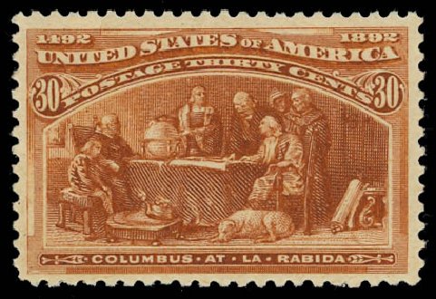 US Stamps Values Scott # 239 - 30c 1893 Columbian Exposition. Daniel Kelleher Auctions, Jul 2011, Sale 625, Lot 820
