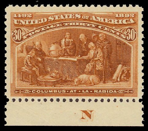 Costs of US Stamps Scott Catalogue 239 - 30c 1893 Columbian Exposition. Daniel Kelleher Auctions, Aug 2012, Sale 631, Lot 914