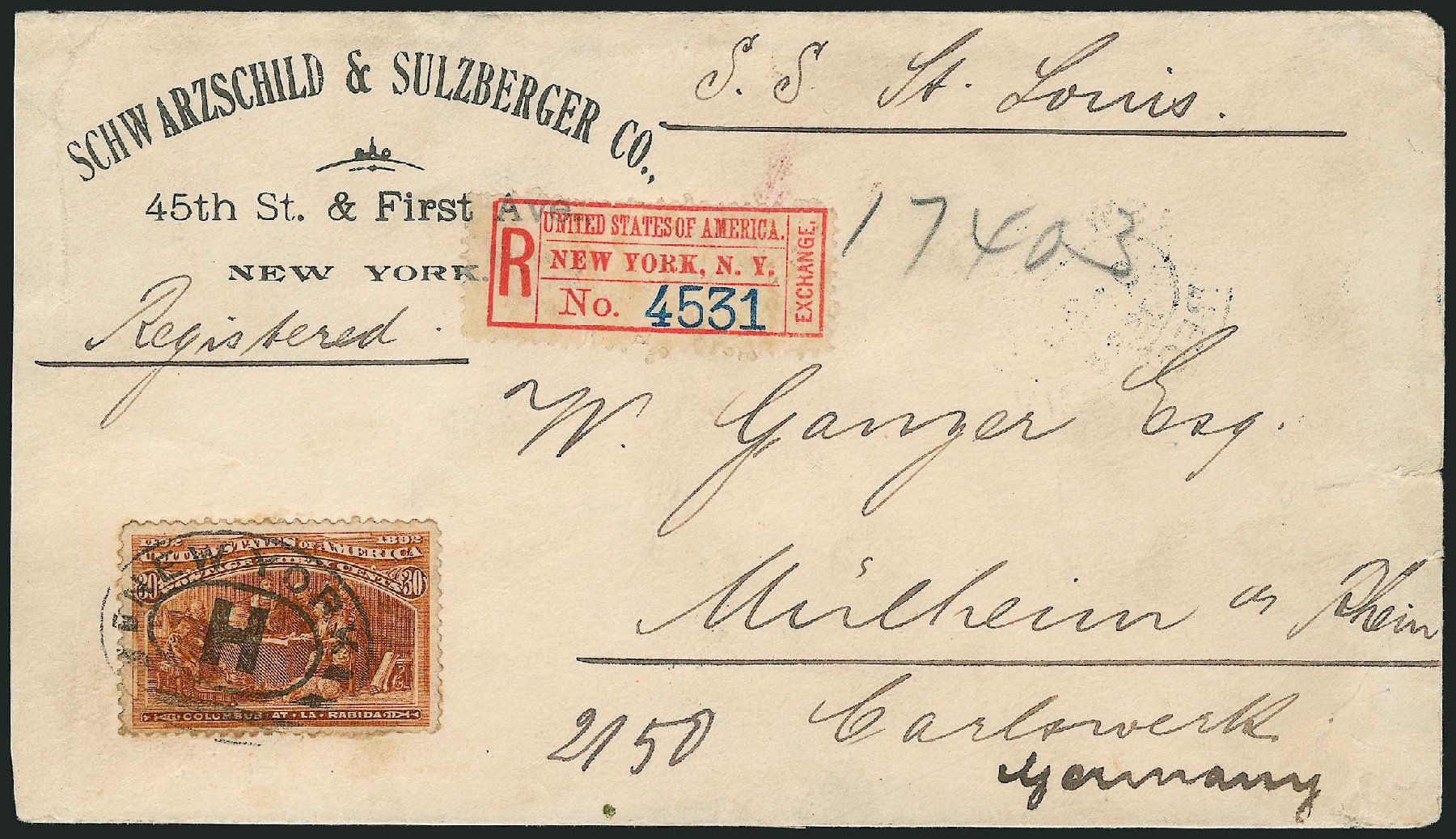 US Stamp Values Scott Catalog # 239: 30c 1893 Columbian Exposition. Robert Siegel Auction Galleries, Nov 2014, Sale 1084, Lot 3544