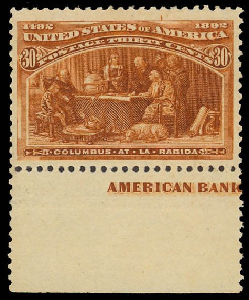 US Stamp Prices Scott Cat. # 239: 1893 30c Columbian Exposition. Daniel Kelleher Auctions, Aug 2012, Sale 631, Lot 915