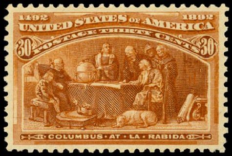 Values of US Stamps Scott Cat. # 239: 30c 1893 Columbian Exposition. Daniel Kelleher Auctions, Sep 2014, Sale 655, Lot 315