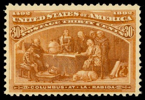 Prices of US Stamp Scott Catalog 239: 30c 1893 Columbian Exposition. Daniel Kelleher Auctions, Dec 2014, Sale 661, Lot 205