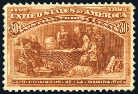 US Stamps Values Scott Cat. 239: 1893 30c Columbian Exposition. Harmer-Schau Auction Galleries, Aug 2011, Sale 90, Lot 1356