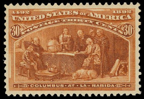 Value of US Stamp Scott Catalog #239 - 30c 1893 Columbian Exposition. Daniel Kelleher Auctions, Jun 2012, Sale 630, Lot 1526