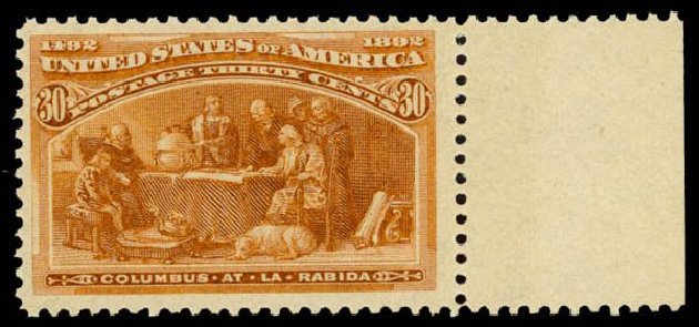 US Stamp Price Scott Cat. # 239 - 1893 30c Columbian Exposition. Daniel Kelleher Auctions, Sep 2014, Sale 655, Lot 316