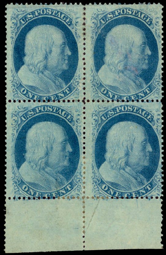 Price of US Stamp Scott Catalogue 24: 1c 1857 Franklin. Daniel Kelleher Auctions, Jan 2015, Sale 663, Lot 1247