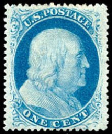 US Stamp Values Scott Cat. #24: 1c 1857 Franklin. Schuyler J. Rumsey Philatelic Auctions, Apr 2015, Sale 60, Lot 1967