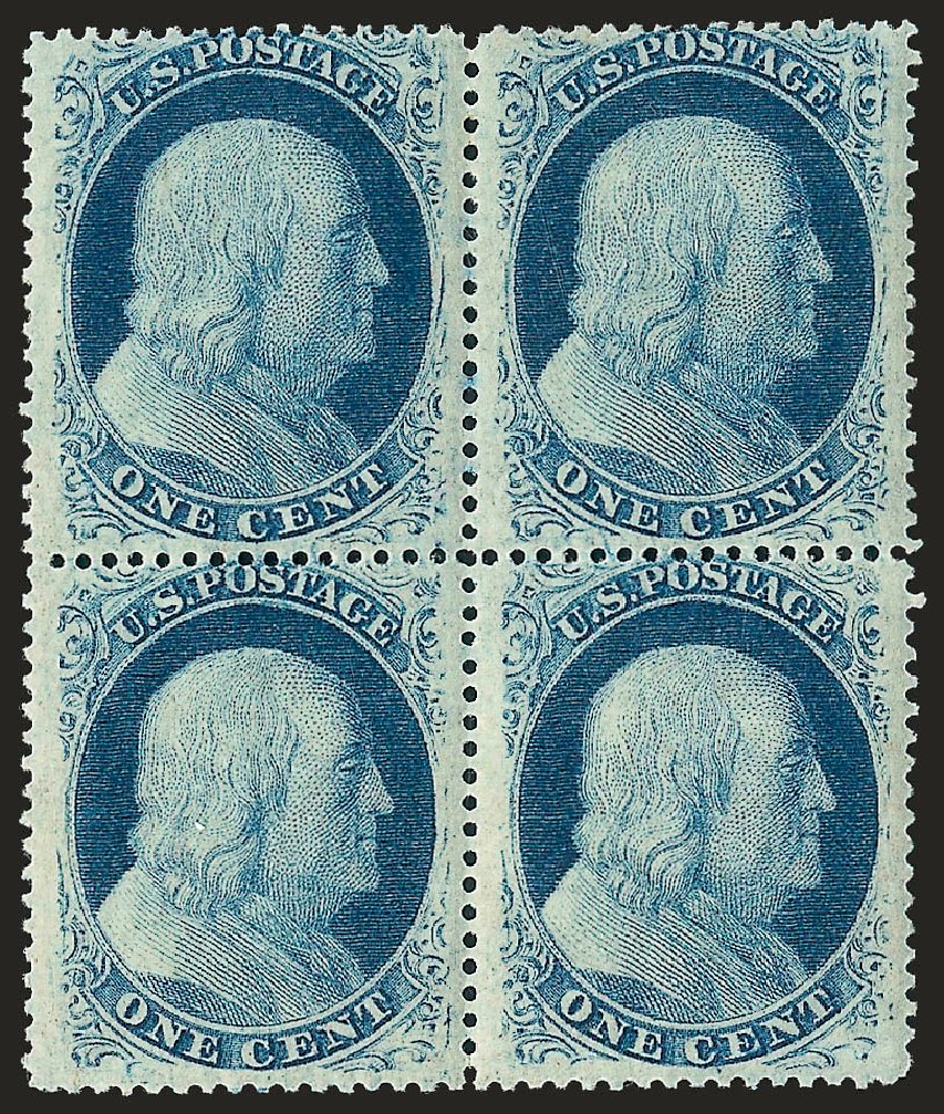 US Stamp Values Scott Cat. 24 - 1c 1857 Franklin. Robert Siegel Auction Galleries, Oct 2008, Sale 963, Lot 337