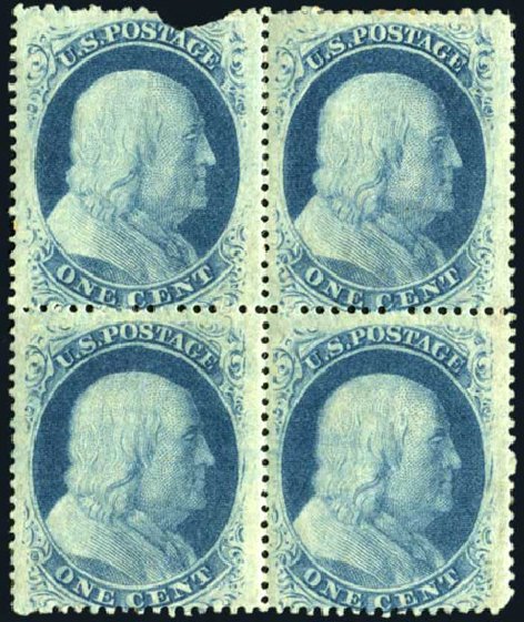Value of US Stamps Scott #24 - 1c 1857 Franklin. Harmer-Schau Auction Galleries, Apr 2008, Sale 77, Lot 58