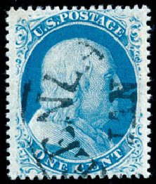 US Stamps Price Scott Catalogue #24 - 1857 1c Franklin. Schuyler J. Rumsey Philatelic Auctions, Apr 2015, Sale 60, Lot 1968