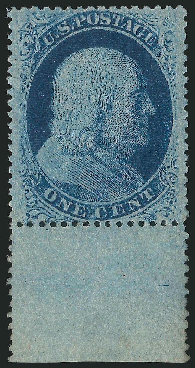 US Stamp Prices Scott Cat. 24: 1c 1857 Franklin. Robert Siegel Auction Galleries, Oct 2011, Sale 1014, Lot 1088