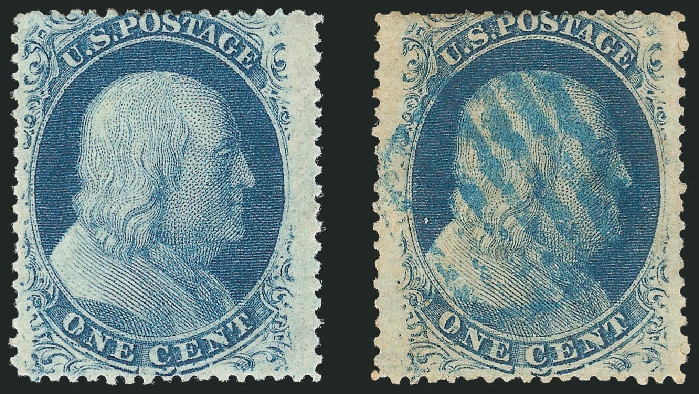 Costs of US Stamps Scott Cat. # 24 - 1c 1857 Franklin. Robert Siegel Auction Galleries, Dec 2011, Sale 1017, Lot 128