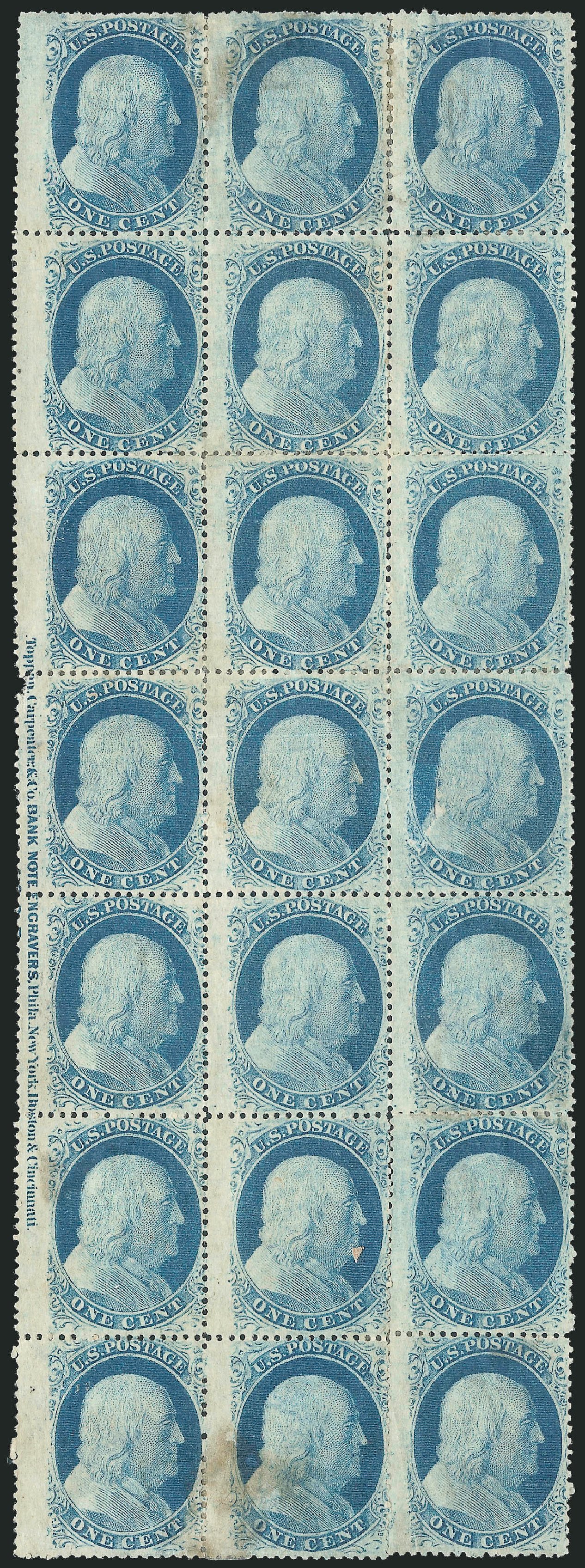 US Stamp Prices Scott Catalog 24: 1c 1857 Franklin. Robert Siegel Auction Galleries, Mar 2013, Sale 1040, Lot 1228