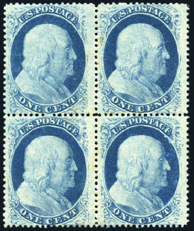 Value of US Stamps Scott Cat. # 24: 1c 1857 Franklin. Harmer-Schau Auction Galleries, Jun 2008, Sale 78, Lot 1269