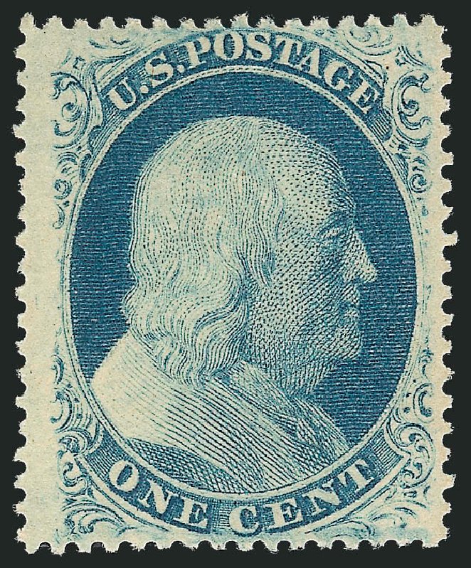 US Stamp Value Scott Catalog 24 - 1c 1857 Franklin. Robert Siegel Auction Galleries, Dec 2012, Sale 1037, Lot 1469