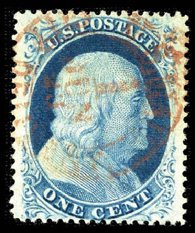 US Stamp Prices Scott Catalogue 24: 1857 1c Franklin. Matthew Bennett International, Feb 2012, Sale 340, Lot 110