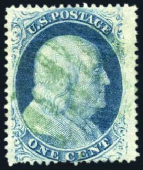 US Stamp Value Scott Catalog # 24 - 1857 1c Franklin. Harmer-Schau Auction Galleries, Jun 2008, Sale 78, Lot 1270