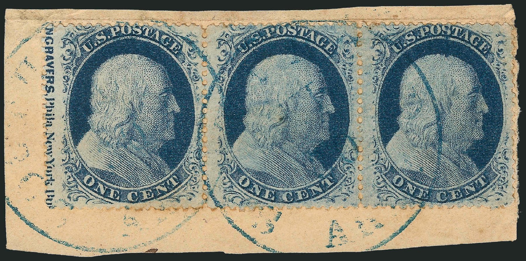 US Stamps Prices Scott 24 - 1857 1c Franklin. Robert Siegel Auction Galleries, Mar 2011, Sale 1006, Lot 1290