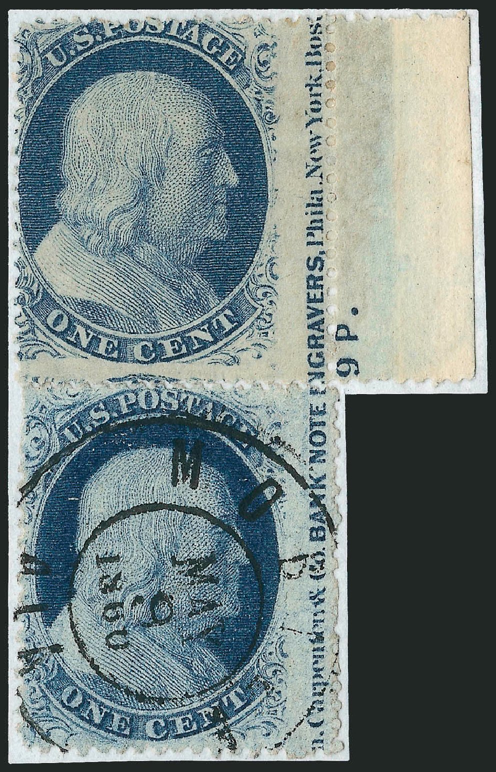 US Stamp Prices Scott Catalogue #24: 1c 1857 Franklin. Robert Siegel Auction Galleries, Mar 2011, Sale 1006, Lot 1300