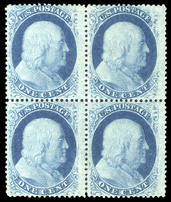 Prices of US Stamps Scott Cat. # 24: 1c 1857 Franklin. Cherrystone Auctions, Sep 2014, Sale 201409, Lot 11
