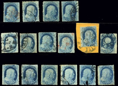 Value of US Stamp Scott Cat. 24: 1c 1857 Franklin. Harmer-Schau Auction Galleries, Feb 2009, Sale 80, Lot 1101