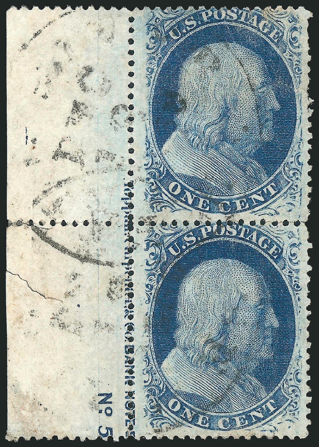 US Stamps Values Scott 24 - 1c 1857 Franklin. Robert Siegel Auction Galleries, Mar 2011, Sale 1006, Lot 1211