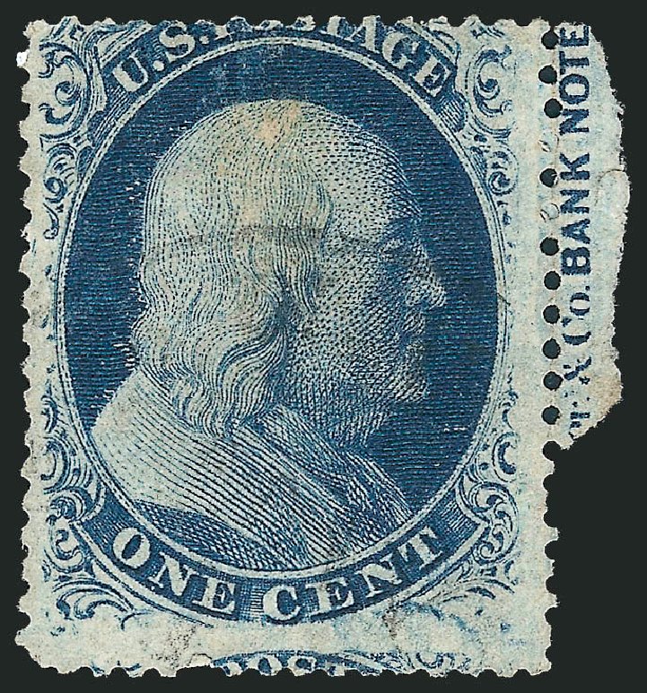 Prices of US Stamps Scott Catalogue 24 - 1857 1c Franklin. Robert Siegel Auction Galleries, Mar 2011, Sale 1006, Lot 1221