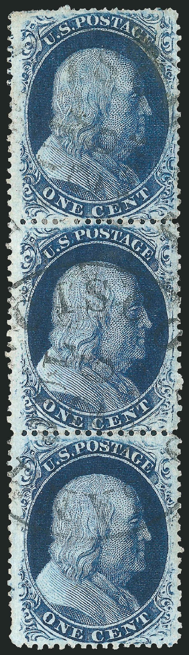 US Stamp Values Scott Cat. #24 - 1c 1857 Franklin. Robert Siegel Auction Galleries, Mar 2011, Sale 1006, Lot 1281