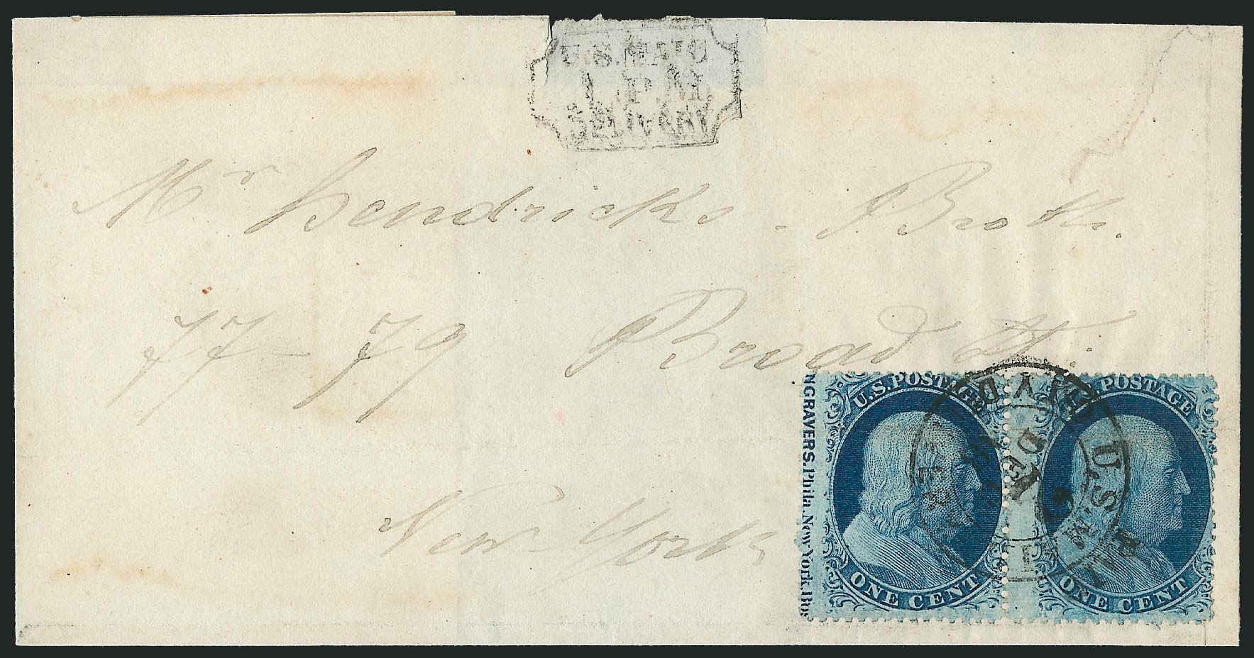US Stamp Values Scott Cat. # 24 - 1857 1c Franklin. Robert Siegel Auction Galleries, Mar 2011, Sale 1006, Lot 1291