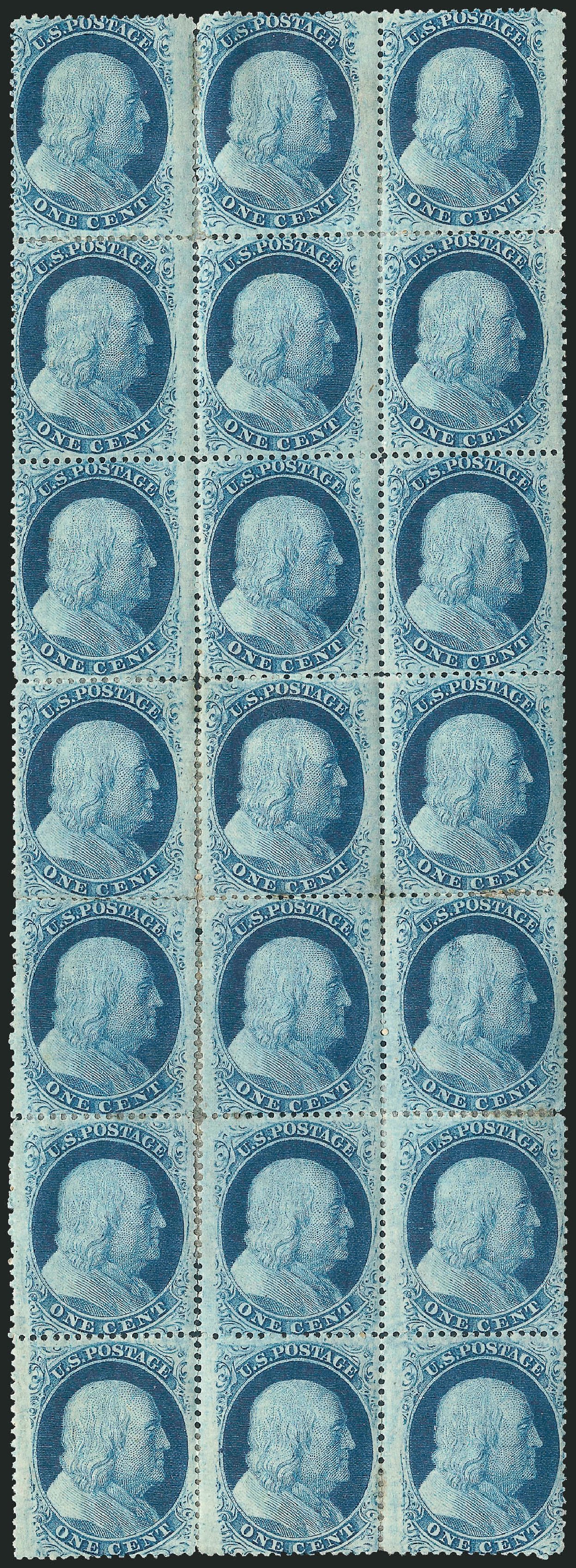 Price of US Stamp Scott Cat. # 24 - 1857 1c Franklin. Robert Siegel Auction Galleries, Oct 2011, Sale 1014, Lot 1091