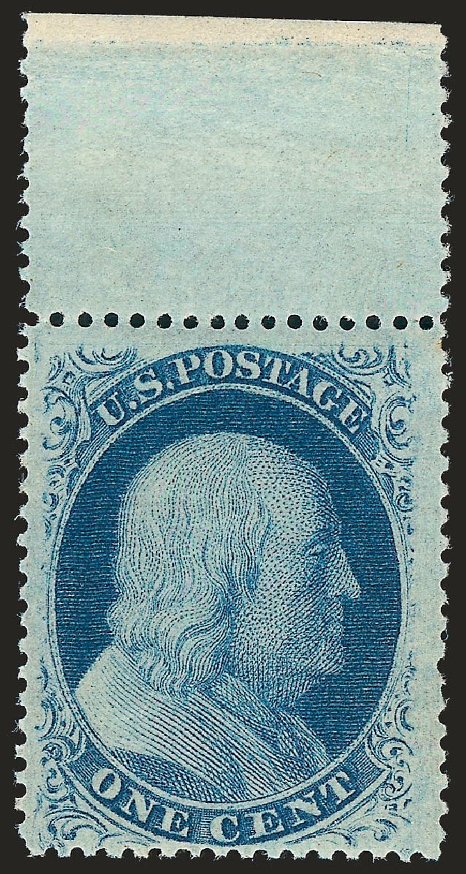 US Stamps Values Scott Catalogue # 24 - 1857 1c Franklin. Robert Siegel Auction Galleries, Oct 2008, Sale 963, Lot 331