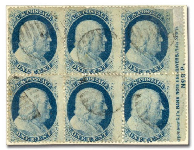Cost of US Stamp Scott Catalog 24 - 1857 1c Franklin. Daniel Kelleher Auctions, Dec 2013, Sale 640, Lot 64