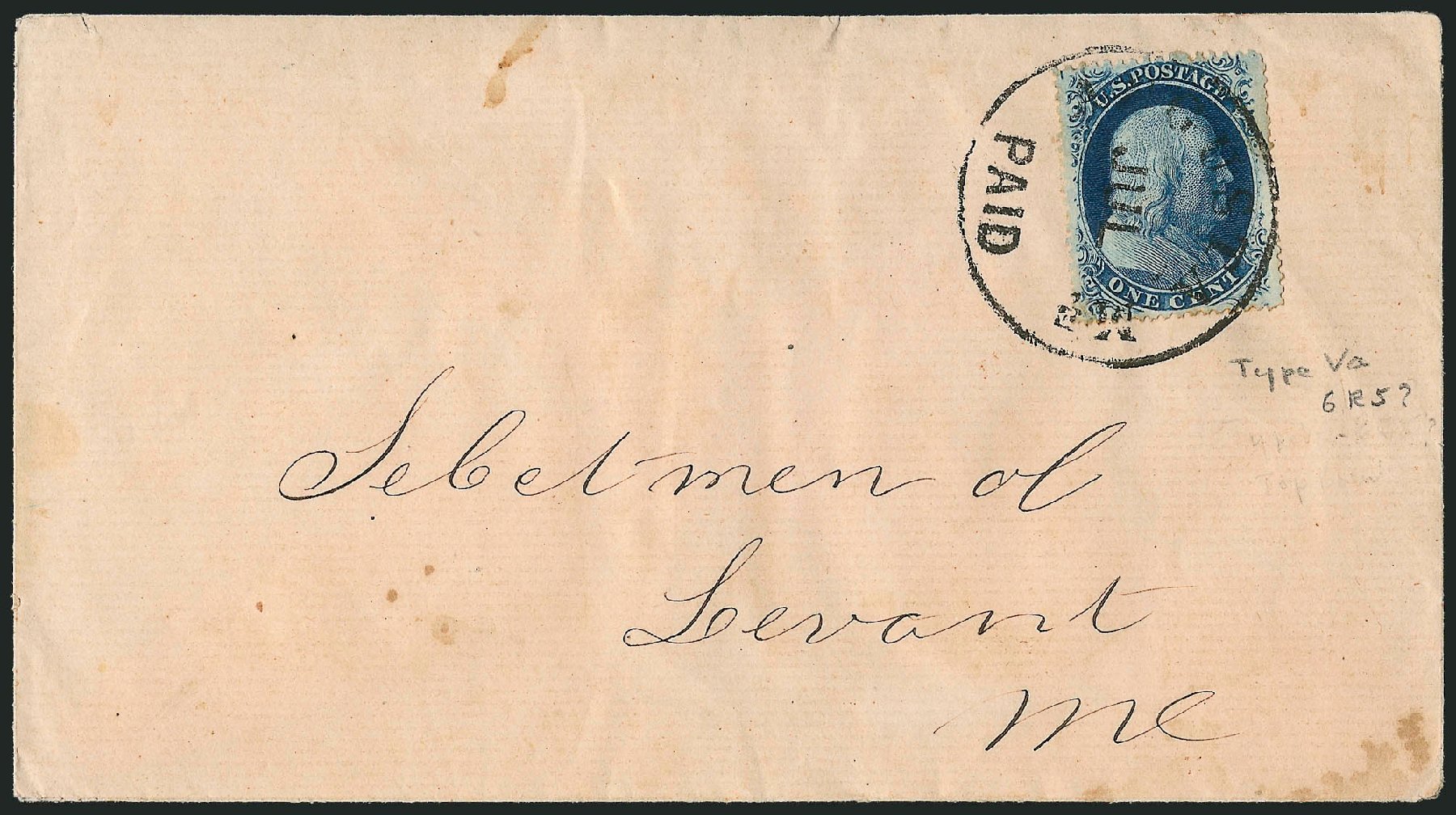 US Stamps Price Scott Cat. 24 - 1857 1c Franklin. Robert Siegel Auction Galleries, Mar 2011, Sale 1006, Lot 1254