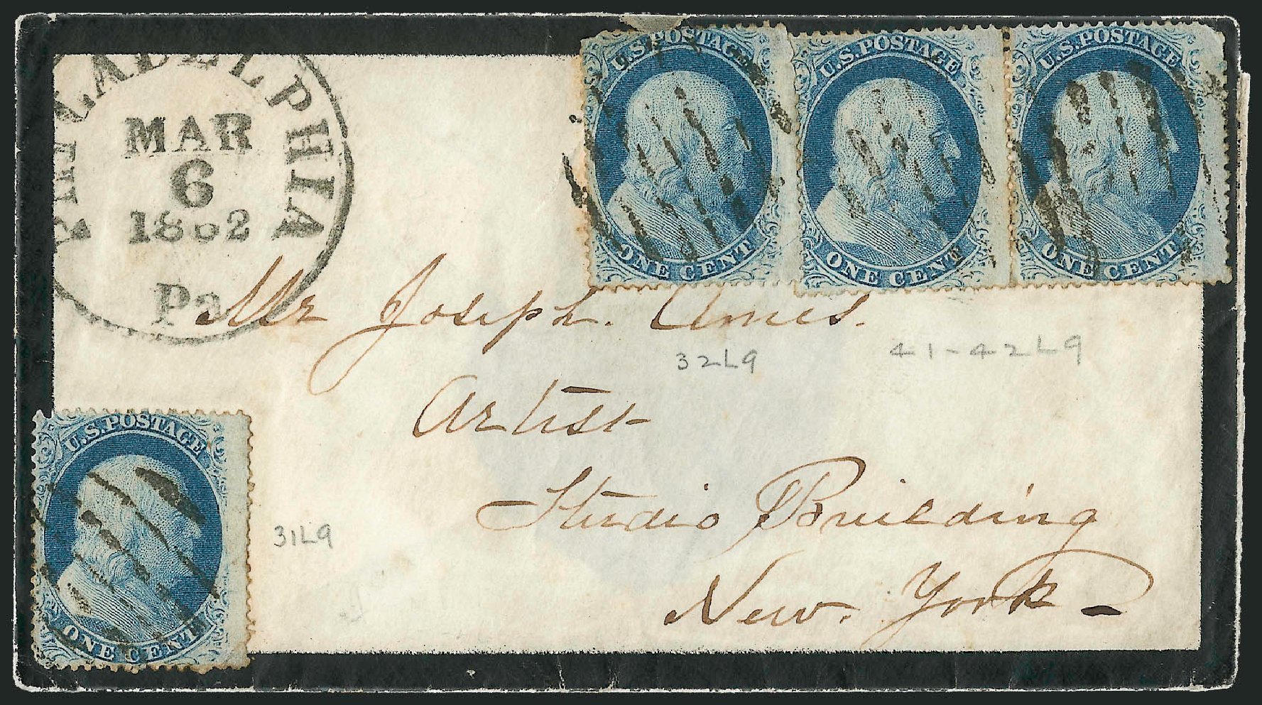 US Stamps Prices Scott 24 - 1857 1c Franklin. Robert Siegel Auction Galleries, Mar 2011, Sale 1006, Lot 1404