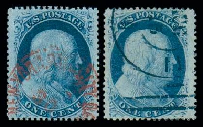 Costs of US Stamp Scott #24 - 1c 1857 Franklin. Matthew Bennett International, Dec 2007, Sale 323, Lot 115