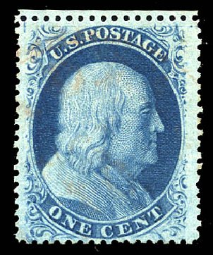 Prices of US Stamp Scott Catalog #24 - 1c 1857 Franklin. Matthew Bennett International, Feb 2015, Sale 351, Lot 45