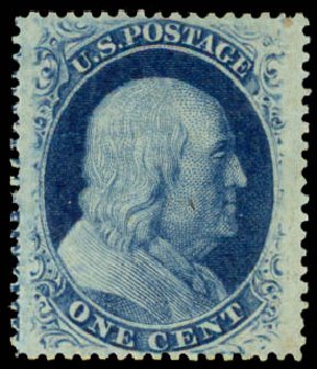 US Stamp Prices Scott Catalog # 24 - 1857 1c Franklin. Daniel Kelleher Auctions, May 2015, Sale 669, Lot 2435
